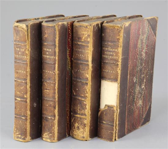 AUSTEN, Jane, Novels by Miss Jane Austen, Richard Bentley, 1833 in three volumes, and one vol. 1837 foxing, chips and one loss to spine